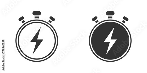 Rapid response timer with flash icon. Vector illustration.