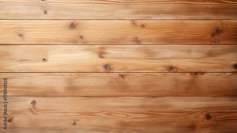 Fototapeta premium Front view of a shiny wooden surface of shelf, desk, display, or board isolated on a simple white background. Generative AI.