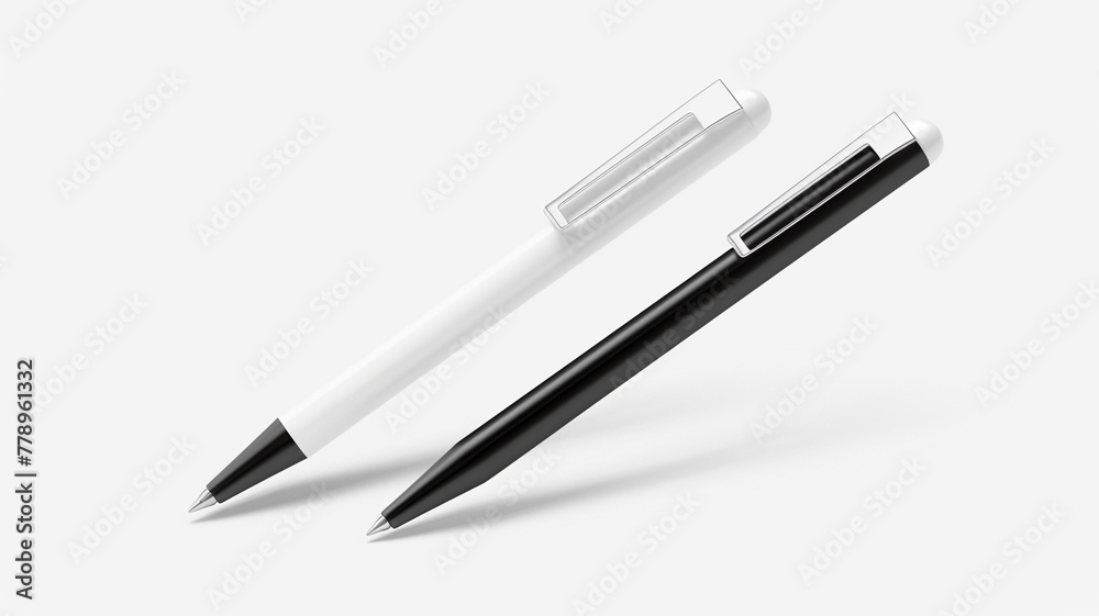 Set of black and white realistic pen mockup isolated on white background Set of black and white realistic pen mockup isolated on white background