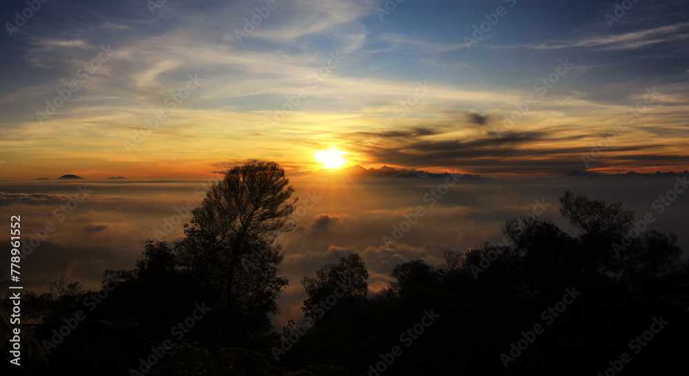 sunset over the mountains