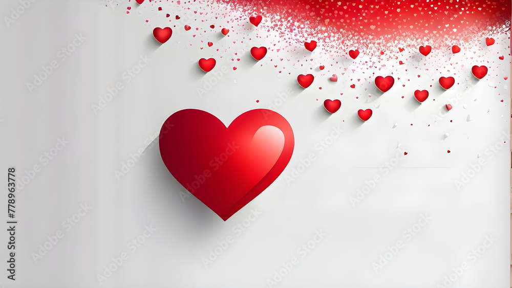 Romantic Red Hearts: Vibrant Red Heart Patterns on White Background(Generative AI)