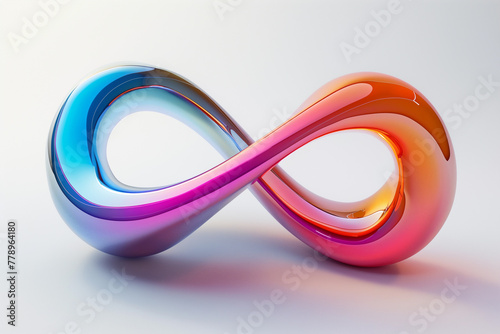 Colorful abstract 3d infinity shape ambient occlusion isolated on white background. Generative AI.