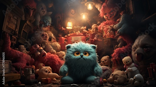 Childrens dream world where plush toys come to life to fend off junk food nightmares illustration photo