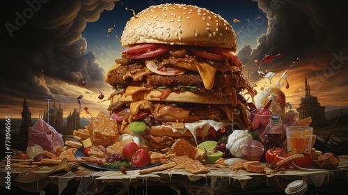 Intrepid journalists uncovering and exposing a conspiracy of junk food monster moguls illustration photo