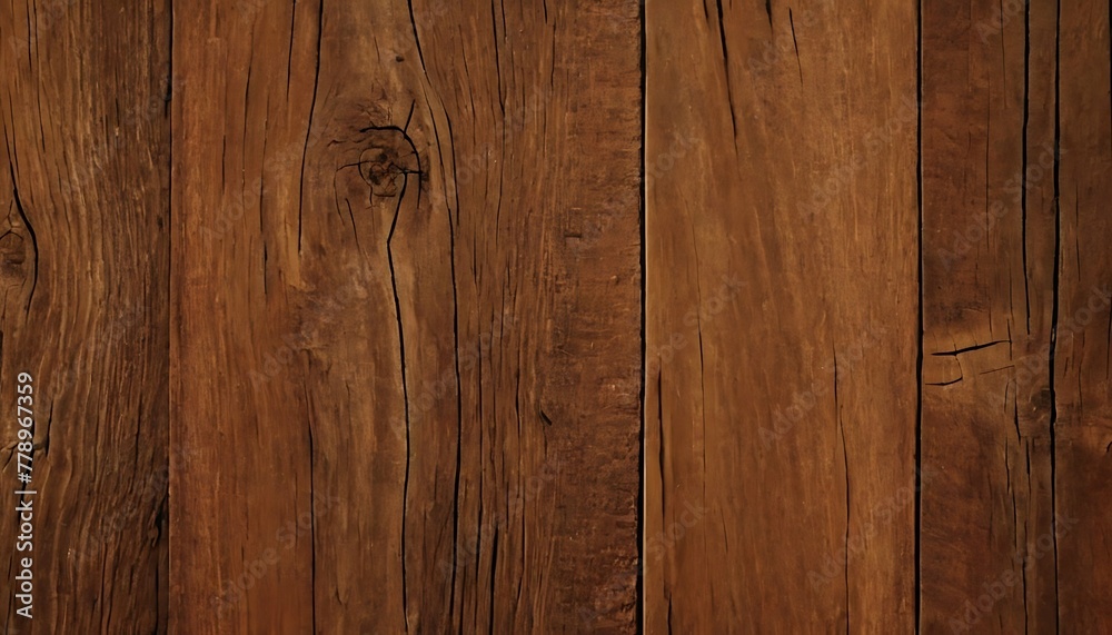 Naklejka premium Old vintage brown wood texture surface, old wooden background, dark brown wood plank wallpaper