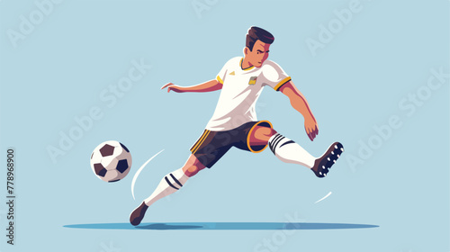 Soccer male player taking penalty kick 2d flat cart © iclute4