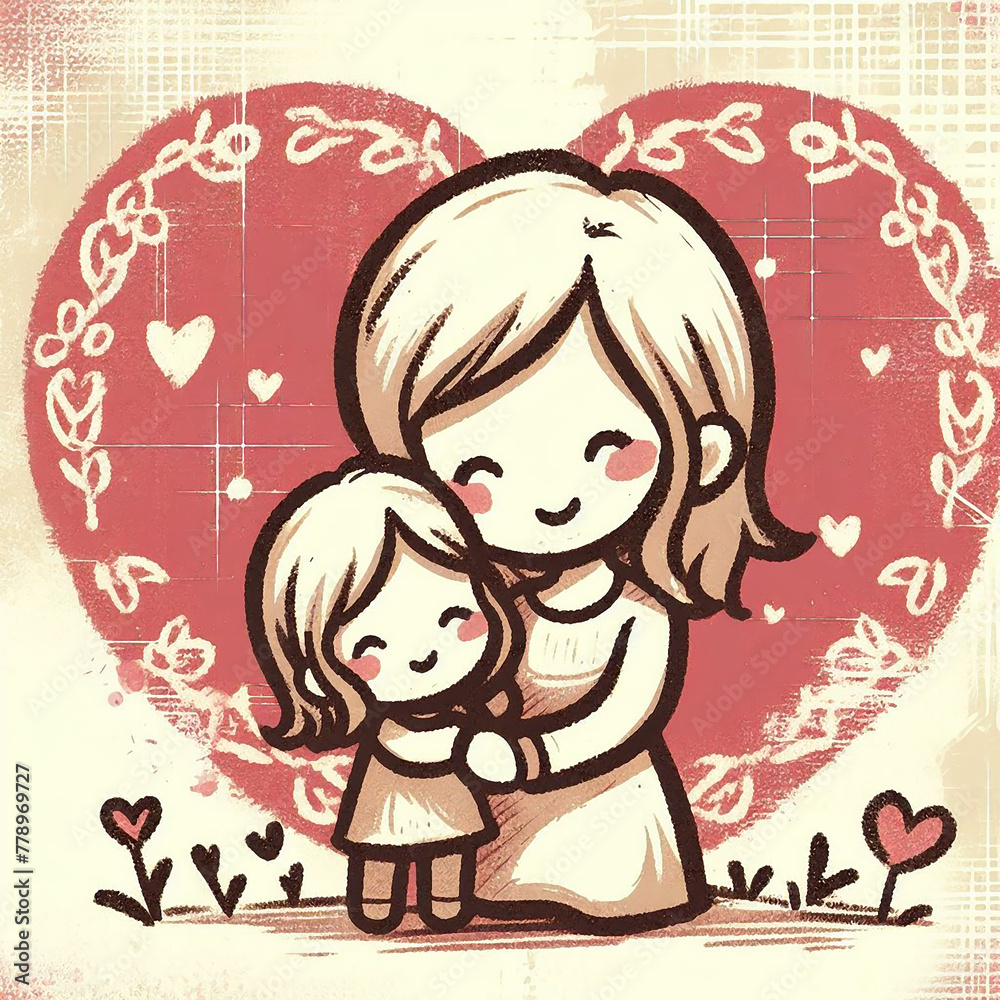 Illustration on the theme of family and love Illustration on the theme of family and love