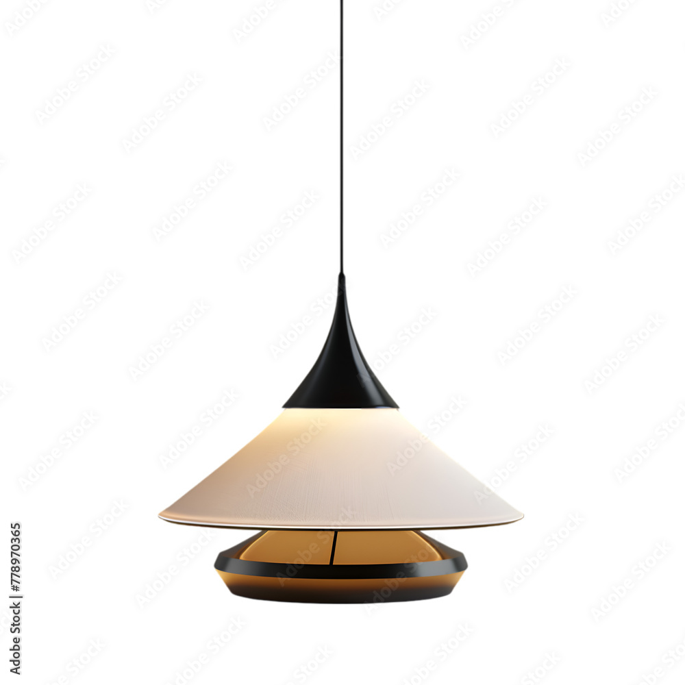 Fototapeta premium Modern style lamp with a black and yellow base. The lamp is tall and has a curved neck. The lamp will light up and give a warm glow.. Generative AI