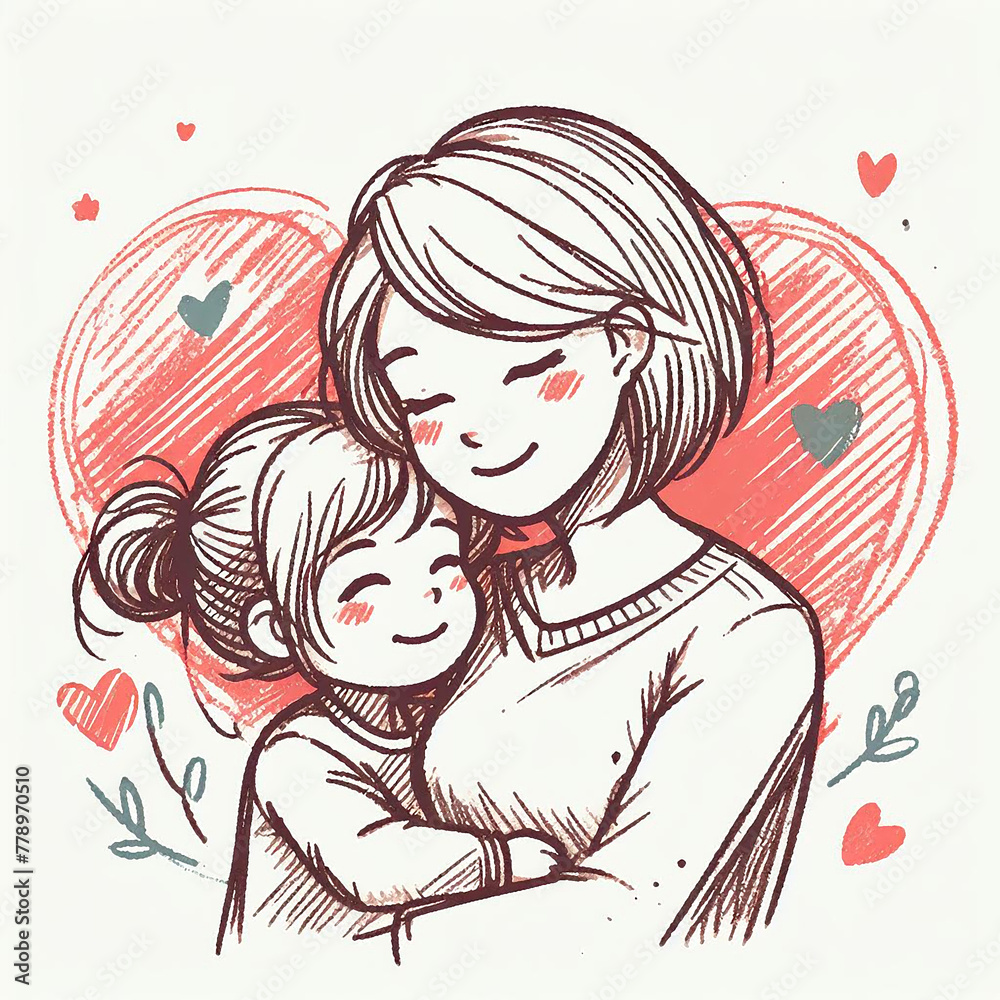 Illustration on the theme of family and love Illustration on the theme of family and love