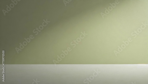 Close-up view of a mockup on a monochrome wall with soft shadows from leaves