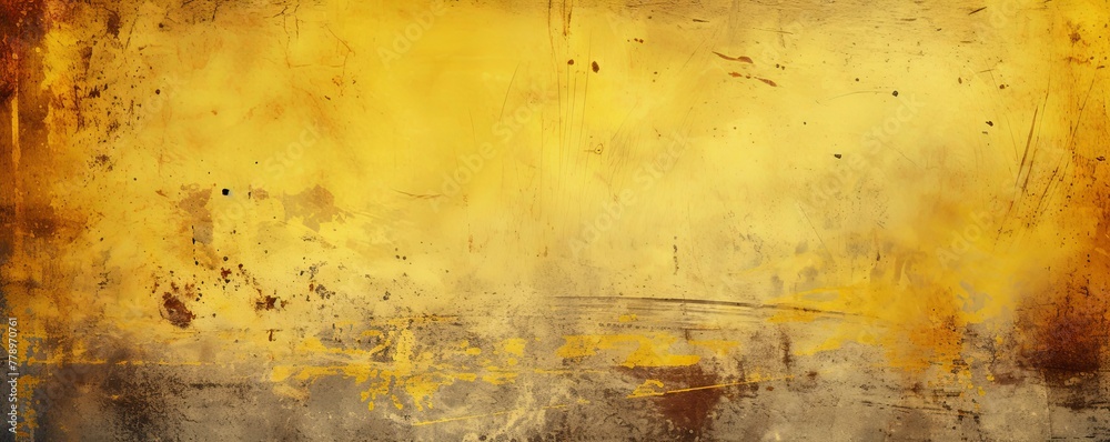 Yellow dust and scratches design. Aged photo editor layer grunge abstract background - obrazy, fototapety, plakaty 