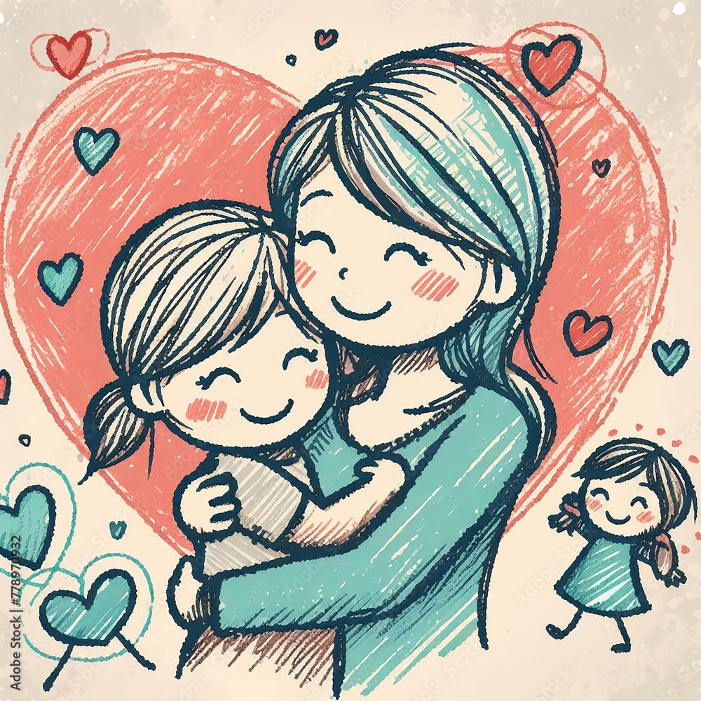 Illustration on the theme of family and love