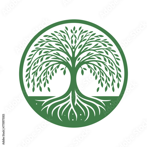 Root tree logo vector. Root of the tree vector logo symbol illustration design, oak tree vintage logo design
