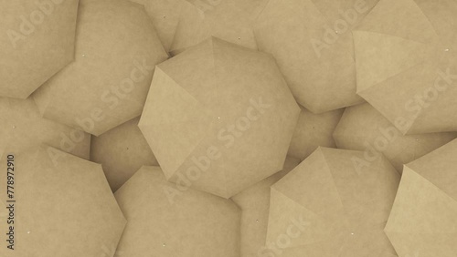 Realistic looping 3D animation of the spinning recycled carton umbrellas rendered in UHD as motion background