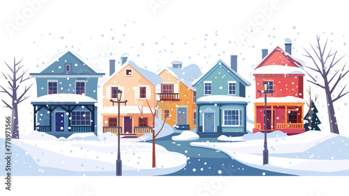 Colorful winter street scene.