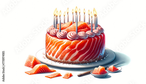 Watercolor Salmon Cake: A Culinary Celebration in Art
