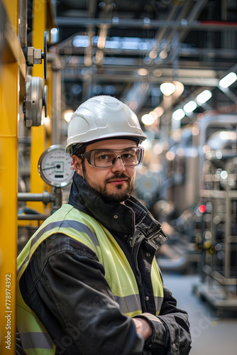 Portrait of an engineer at work in a factory