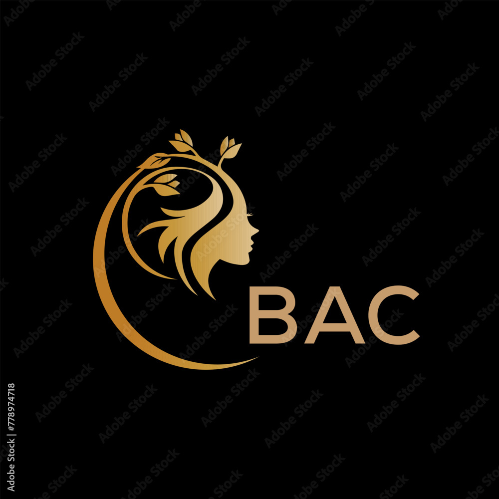 BAC letter logo. best beauty icon for parlor and saloon yellow image on black background. BAC Monogram logo design for entrepreneur and business.	
