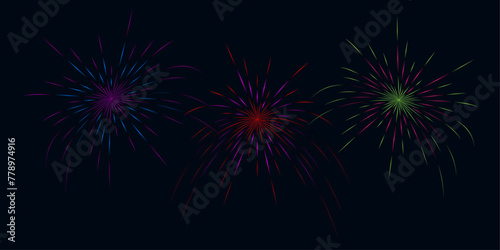 Set of abstract fireworks for New Year celebration. Chinese New Year. Year of the snake.