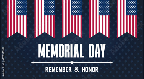 dark pattern background with stars memorial day banner poster american flags