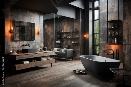 a modern bathroom in the style of brutalist architecture inspiration