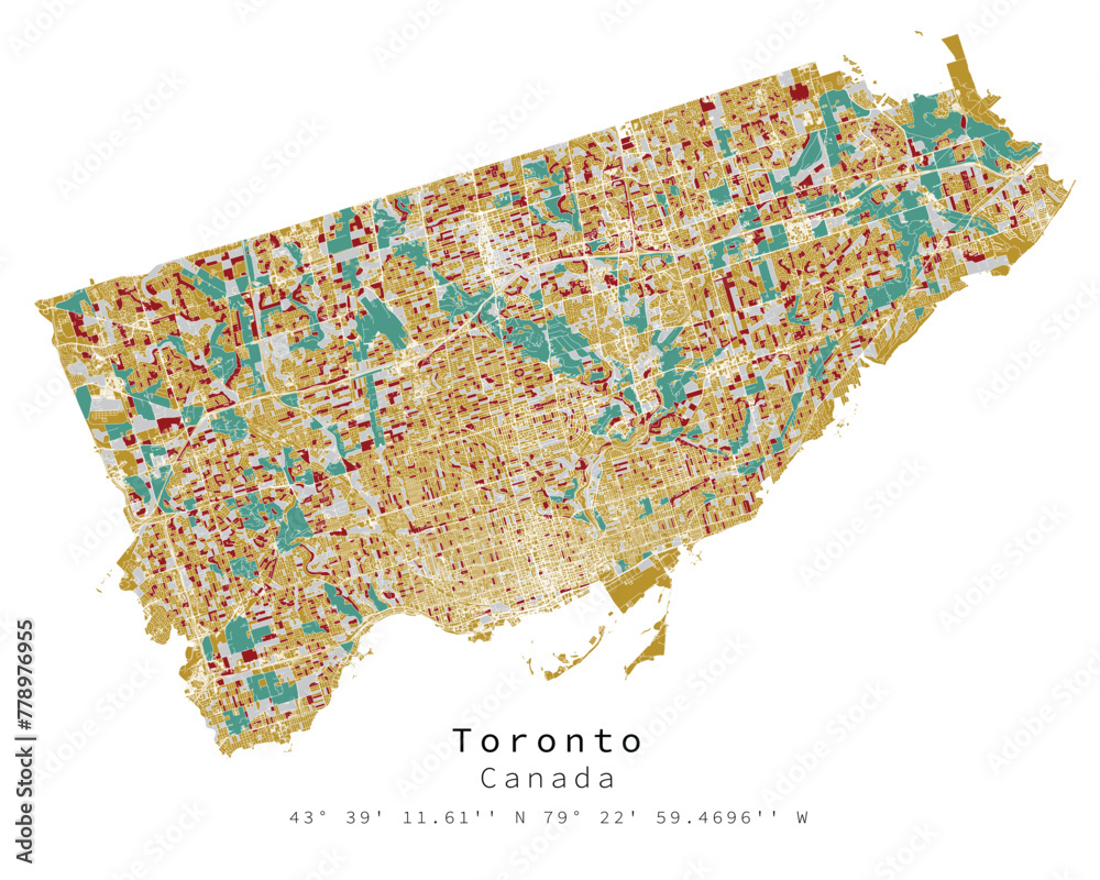 Fototapeta premium Toronto Canada,Urban detail color Streets Roads Map ,vector element template image