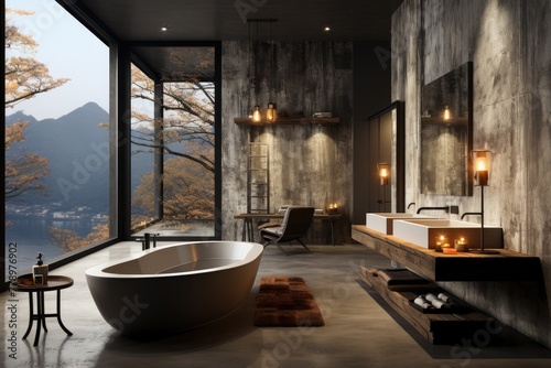 a modern bathroom in the style of brutalist architecture inspiration