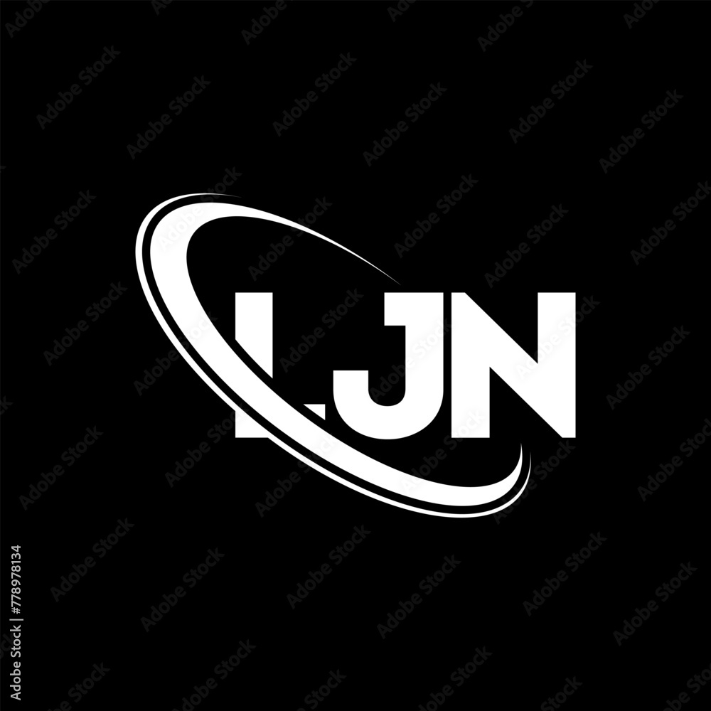 Obraz premium LJN logo. LJN letter. LJN letter logo design. Initials LJN logo linked with circle and uppercase monogram logo. LJN typography for technology, business and real estate brand.