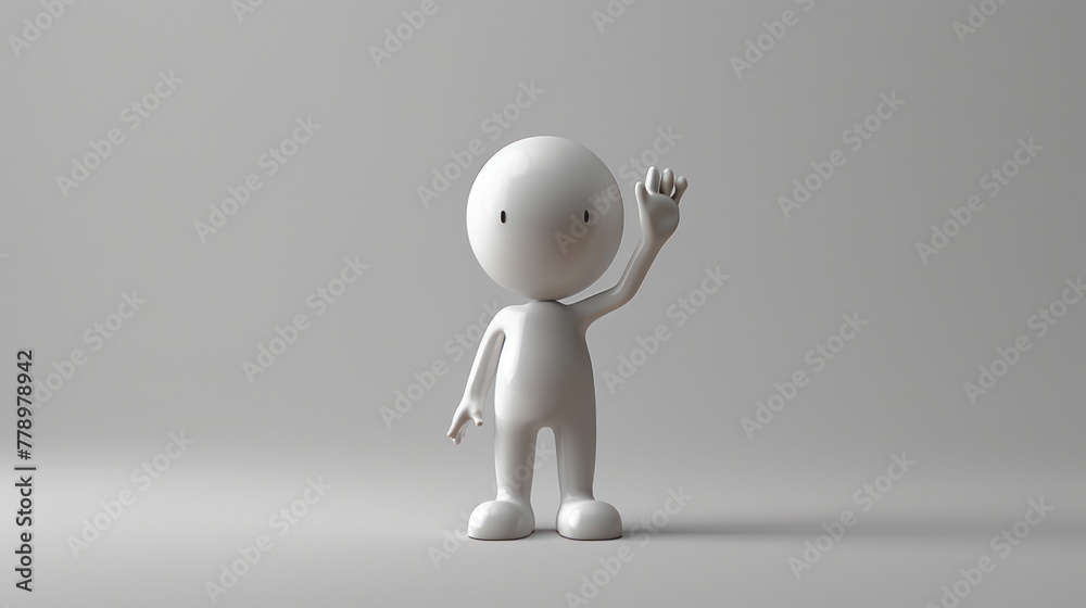 Small White Figure in Front of Gray Background Small White Figure in Front of Gray Background
