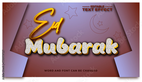 Eid Mubarak 3d text effect