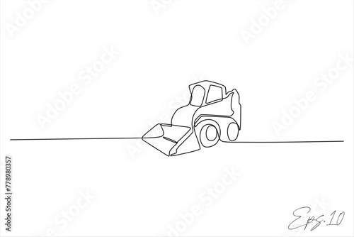 continuous line art drawing of heavy equipment