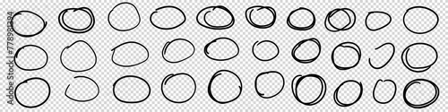 Wallpaper Mural Hand drawn ovals and circles set. Ovals of different widths. Highlight circle frames. Ellipses in doodle style. Set of vector illustration isolated on transparent background. Torontodigital.ca