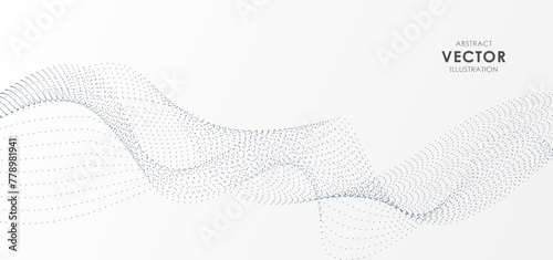 Gray white flowing particles abstract background design. digital futuristic technology concept vector illustration