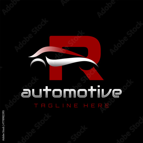 Letter R Car Automotive Logo Design Vector