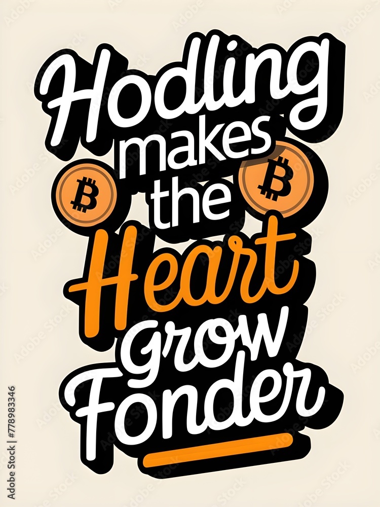 HODLing Makes The Heart Grow Fonder. Motivational quote for Bitcoin crypto investors.