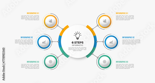 Vector infographic template design with 6 options or steps business data visualization template design. Can be used for process diagram, presentations, workflow layout, flow chart, steps, banner.