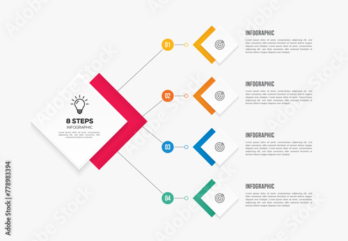 Vector infographics template design. 4 options or steps business infographic template design. Can be used for process diagram, presentations, workflow layout, flow chart, steps, banner.
