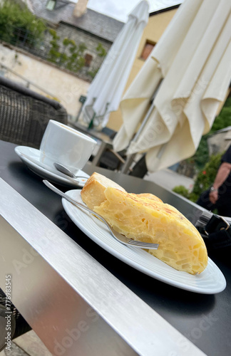 Spanish omelette on a dish (traditional Spanish food)