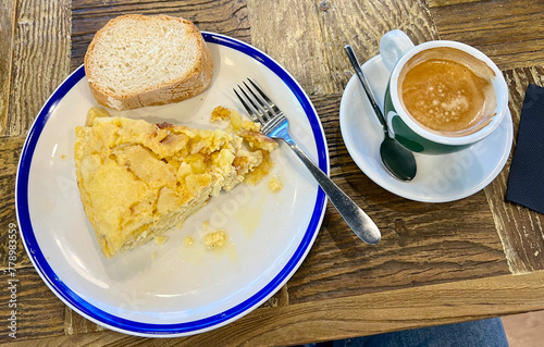 Spanish omelette on a dish (traditional Spanish food)
