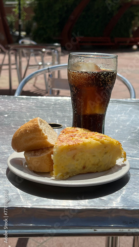 Spanish omelette on a dish (traditional Spanish food)