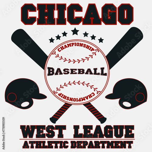 Chicago. Baseball t-shirt print. Sport T-shirt Design. Vector
