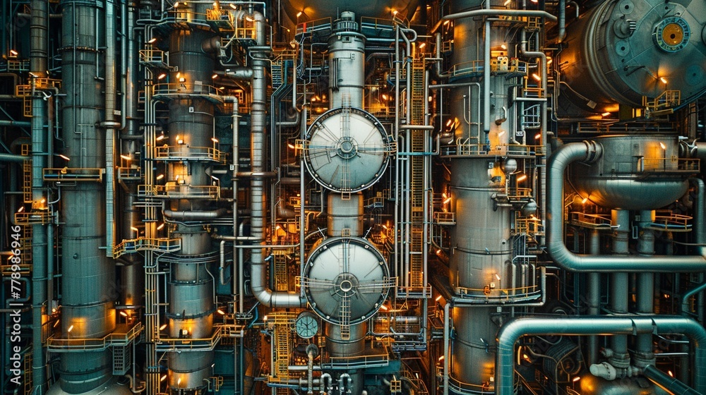 Capture the scale and complexity of petrochemical plants as you document the infrastructure and processing units involved in the production of petrochemicals.
