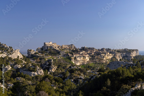 Medieval castle and village  Les Baux-de-Provence  Alpilles mountains  Provence  France