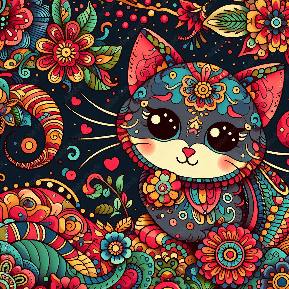 Cats themed Colorful cute baby and children patterns