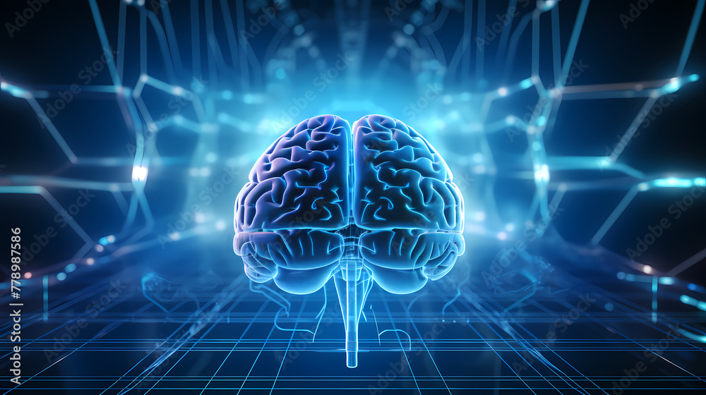 Brain, digital AI concept Brain, digital AI concept
