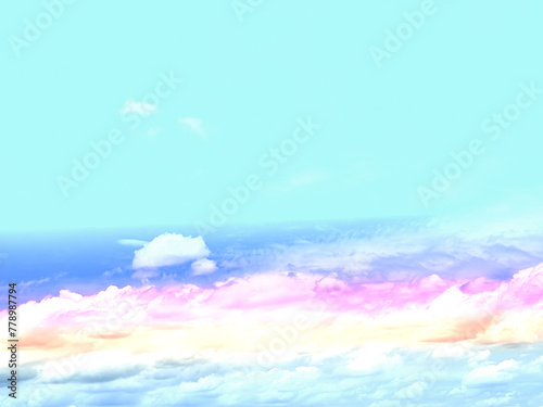 beauty sweet pastel blue and purple colorful with fluffy clouds on sky. multi color rainbow image. abstract fantasy growing light