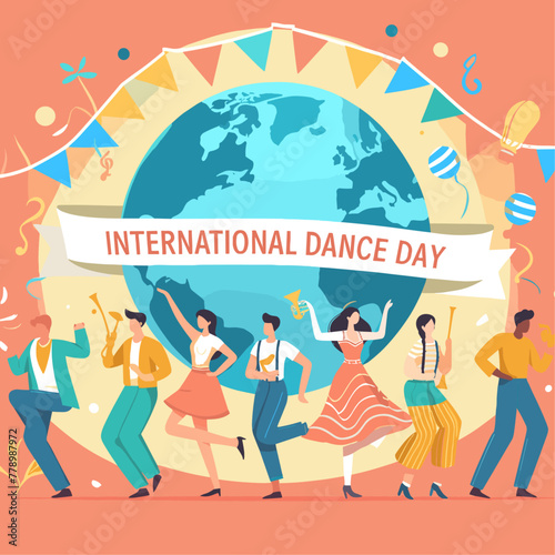 Flat illustration for international dance day celebration