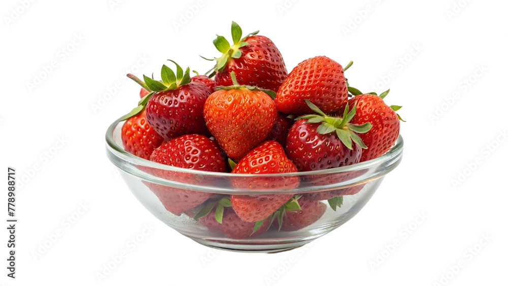 Strawberries in a glass bowl. Isolated on transparent background. Strawberries in a glass bowl. Isolated on transparent background.