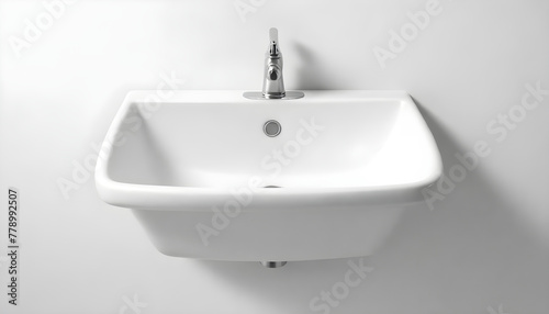 White sink and faucet on white background 1