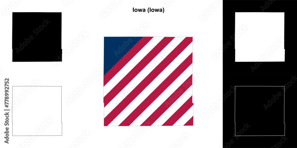 Fototapeta premium Iowa County (Iowa) outline map set